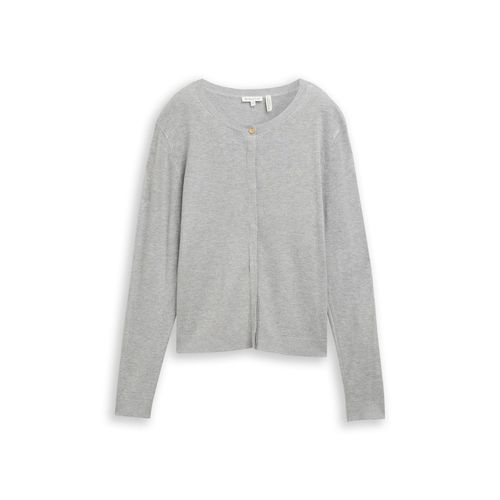 TOM TAILOR Damen Cardigan mit verdeckter Knopfleiste, grau, Meliert, Gr. XL