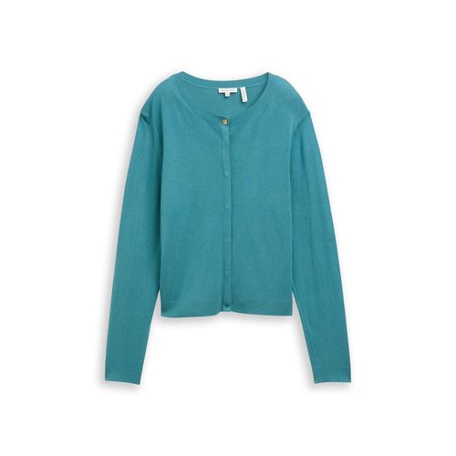 TOM TAILOR Damen Cardigan mit verdeckter Knopfleiste, blau, Uni, Gr. S