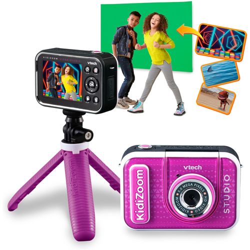 Kinderkamera VTECH "KidiZoom Video Studio HD lila", lila, Fotokameras, KinderB:9cm H:6cm T:4cm, inkl. Selfie-Funktion und Ministativ, B:9cm H:6cm T:4cm