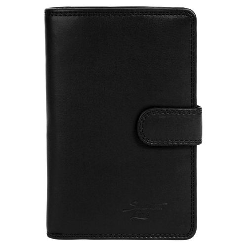 Geldbörse SAMANTHA LOOK, Damen, schwarz, Leder, leicht glänzend, unifarben, Kleinlederwaren, echt Leder