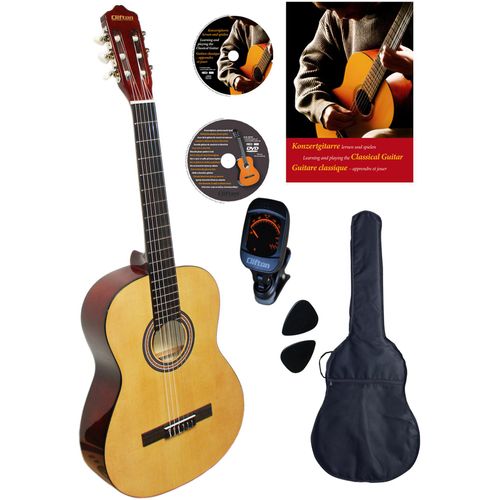 Konzertgitarre CLIFTON "Konzertgitarren Set, Natur", beige (natur), Saiteninstrumente, KinderB:37cm H:100cm, Komplettset, B:37cm H:100cm