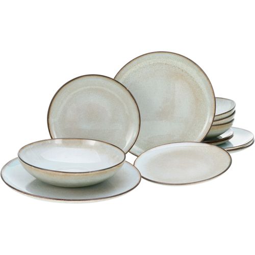 Tafelservice CREATABLE "Geschirr-Set Stone Town", grau, 12 Stk., Steinzeug, Geschirr-Sets, Tafelservice, Service, organische Form, Handmade Charakter, 12 Teile, für 4 Personen