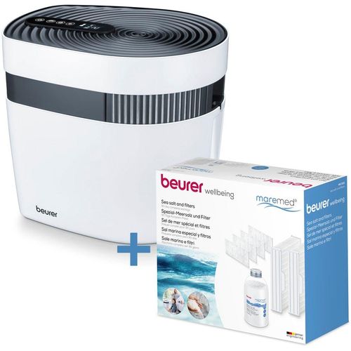 Kombigerät Luftbefeuchter und -reiniger BEURER "Maremed Meeresklimagerät, Kombiset mit Filter und Salz", weiß, B:38,4cm H:34cm T:30,5cm, Luftreiniger, Simuliert Meeresklima für zuhause, mit Luftbefeuchtung und - reinigung