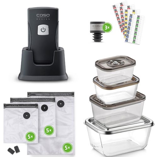 CASO Vakuumierer "1336 Vacu OneTouch Pro Set", schwarz, B:13,5cm H:19cm T:11,5cm, Vakuumierer