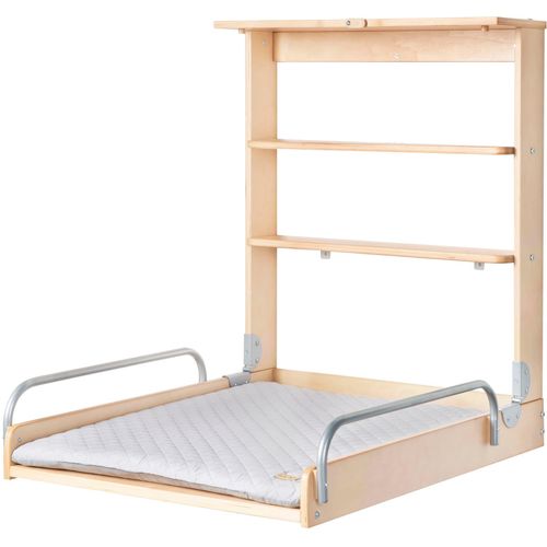 Wickelregal ROBA "Wandwickelregal klappbar, inkl. Wickelunterlage roba Style grau", Baby, beige (natur), Wickeltische, zur Montage an die Wand