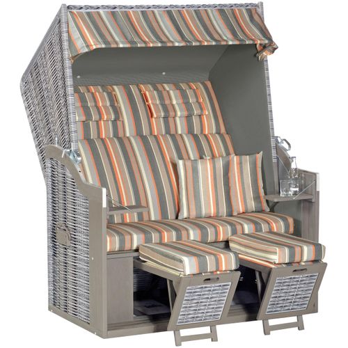 Strandkorb SUNNYSMART "Rustikal 34 Z XL, TOPSELLER", grau (korpus: onix bezug: grau, natur, terrakotta), B:140cm H:160cm T:80cm, Strandkörbe, 2-Sitzer, zum Selbstaufbau