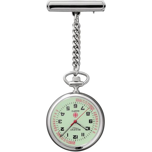 Krankenpflegeuhr REGENT "P757", silber (edelstahlfarben), Taschenuhren, Damen, Quarzuhr, Damenuhr