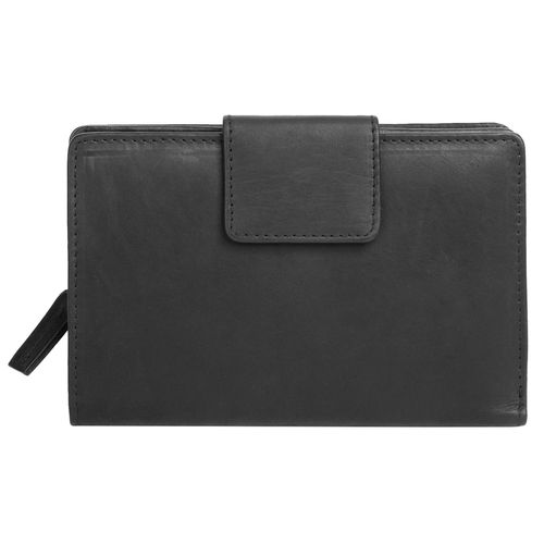 Geldbörse BODENSCHATZ, Damen, schwarz, Leder, glänzend, Kleinlederwaren, echt Leder