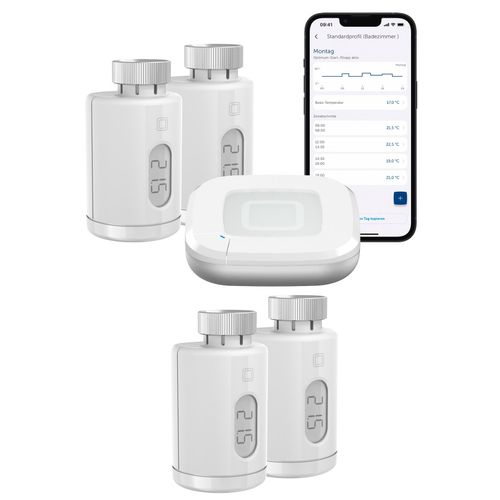 HOMEMATIC IP Heizkörperthermostat "Starter Set Heizen pure für 4 Heizkörper", weiß, B:31cm H:12cm T:37cm, Heizkörperthermostate