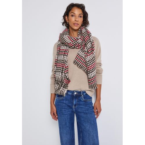 Schal STREET ONE, Damen, Gr. onesize, beige (morning beige), Stoff, 100% Polyacryl, kariert, Modetücher, mit Karomuster