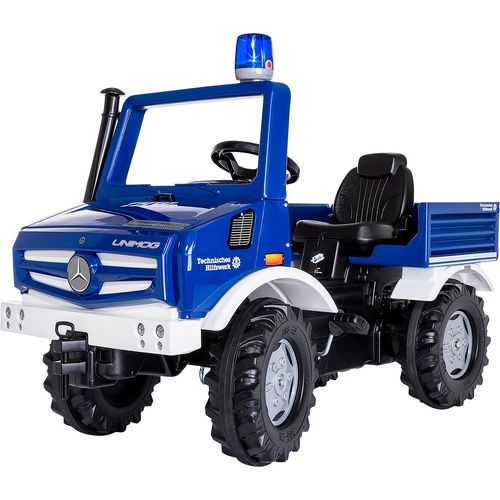 Tretfahrzeug ROLLY TOYS "rollyUnimog THW", grün (blau), Tretfahrzeuge, KinderB:54cm H:81cm T:118cm, Kunststoff, inkl. rollyFlashlight, B:54cm H:81cm T:118cm