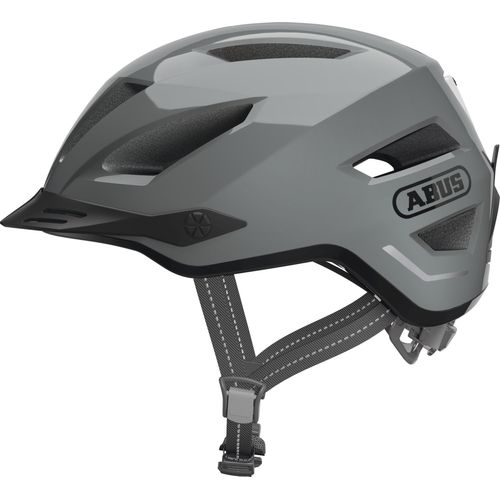 ABUS Stadthelm Pedelec 2.0 - Fahrradhelm mit Rücklicht und Regenhaube - für den Stadtverkehr - für Damen und Herren - Grau, Größe M (52-57 cm)