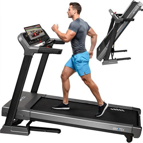 Gymtek® Laufband für Zuhause, Walking Pad, Treadmill - bis 160 kg, 22 km/h - Klappbar, 12 Trainingsprogramme, LCD-Display - Fitness, Home Gym
