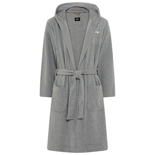 Bademantel BOSS Gr. L, medium grau 033, L, Wirkfrottee, Hausmäntel, Bademantel