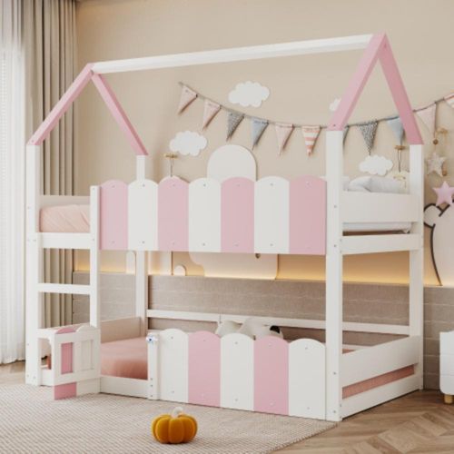 Kinderbett, Kinder-Etagenbett, Bett verfügt über Einen Lattenrost 90*200 cm