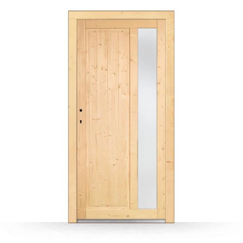 Porte de service bois vitrée Nevers sans poignée – 98×198 cm, personnalisable et élégante pour entrée ou garage Image