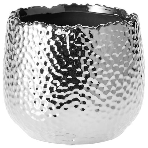 Übertopf , Silber , Keramik , 13x13 cm , Dekoration, Blumen & Zubehör, Übertöpfe