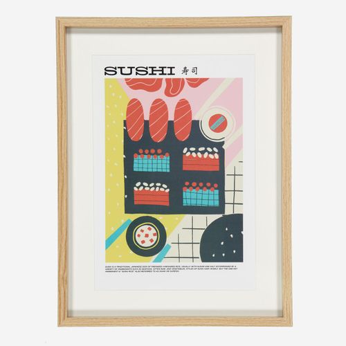 Mehrfarbige Wanddekoration mit Sushi-Motiv 31,5x41,5cm