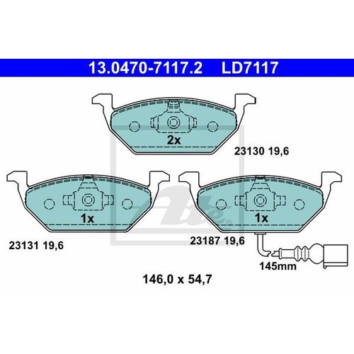 ATE Bremsensatz-Vorn und hinten Bremsensatz, Scheibenbremse vorne rechts links belüftet 230mm für SKODA SEAT VAG 1J0615601Q 1J0615601P 1K0698151J SG00