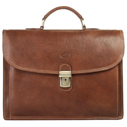 Aktentasche PIKÉ, Damen, Gr. B/H/T: 41cm x 32cm x 14cm onesize, braun, Leder, gepflegt, Taschen, echt Leder, Made in Italy