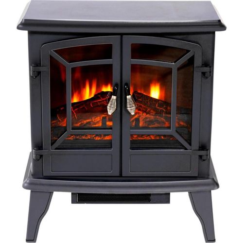 Classic Fire Narvik Elektrokamin mit Heizung – Elektroheizung 2000W- Kaminofen mit Heizung, Schalttafel und Timer - Elektroherd mit LED-Flammen - Freistehend - Schwarz