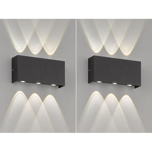 LED Außenwandleuchten 2er Set Schwarz - Up and Down für Fassadenbeleuchtung Haus