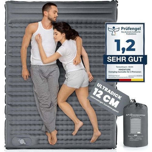 Selbstaufblasende Camping-Isomatte für 2 Personen, 12CM, Ultraleicht, Grau