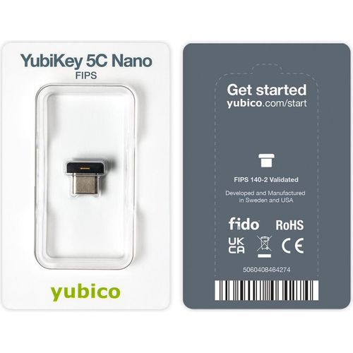 Yubico YubiKey 5C Nano FIPS, Windows, macOS, Chrome OS, Linux, Schwarz, 2048-bit RSA, FIPS 140-2, Google account, Microsoft account, Salesforce.com, CCID smart card, FIDO HID device, HID keyboard, RSA 2048, ECC p256, ECC p384