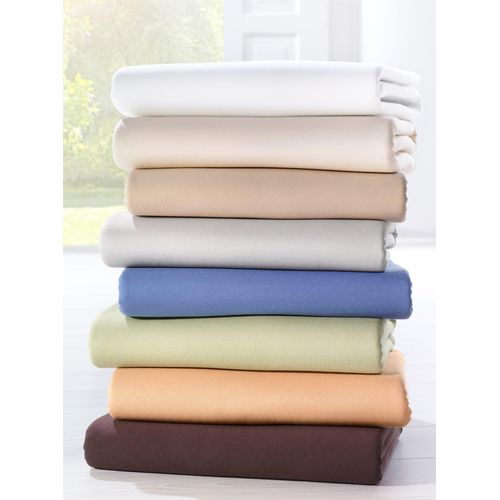 Betttuch BIBERNA Gr. 3, blau, B:200cm L:200cm, Feinbiber, 100% Baumwolle, Bettlaken