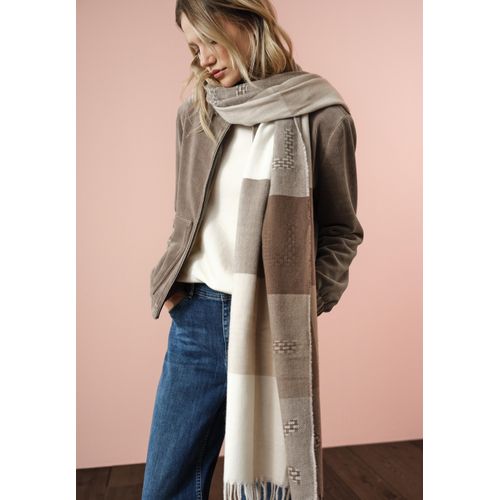 Schal STREET ONE, Damen, Gr. onesize, braun (silk braun), Stoff, 100% Polyester, kariert, Modetücher, in Madras-Karo