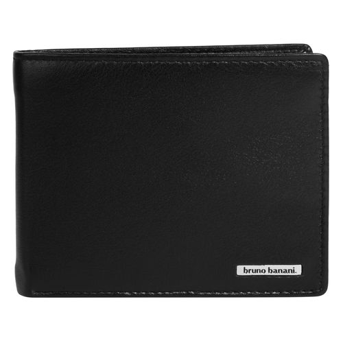 Geldbörse BRUNO BANANI, Herren, schwarz, Leder, leicht glänzend, unifarben, Kleinlederwaren, echt Leder