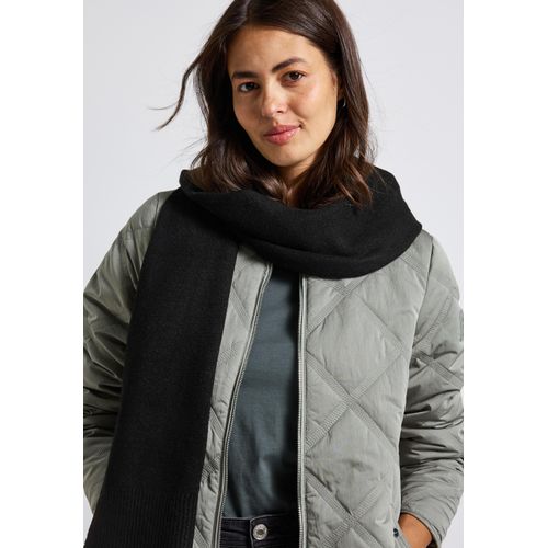 Schal STREET ONE, Damen, Gr. onesize, schwarz, Stoff, 75% Polyester, 22% Polyacryl, 3% Elasthan, unifarben, Modetücher, Feinstrick