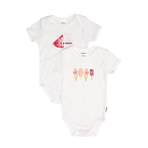 Body LILIPUT, Jungen, Gr. 62/68, EURO-Größen, weiß, 100% Baumwolle, bedruckt, kurz, Bodys Body, mit sommerlichen Prints