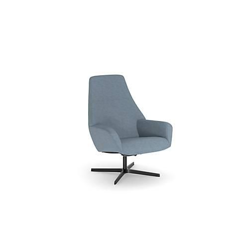 Nowy Styl Drehsessel Barrique, mit Armlehnen, B 540 x T 515 x H 410 mm, Polyesterbezug/Aluminium, denimblau/schwarz