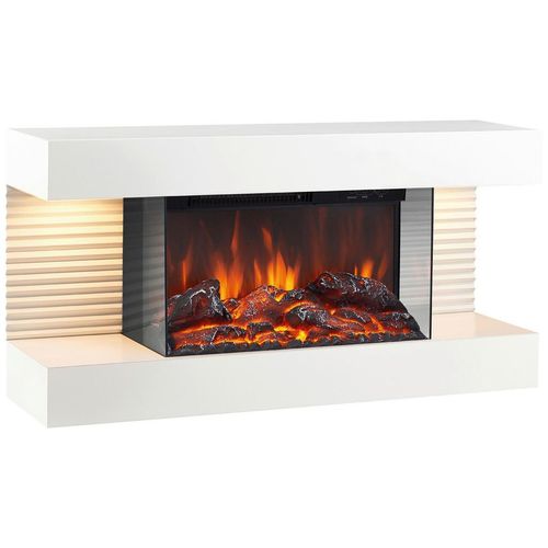 Elektrokamin , Weiß , Metall, Glas , 82.0x41.8x21.7 cm , Fernbedienung, Flammeneffekt separat schaltbar, Überhitzungsschutz, Thermostat, Dimmer , Freizeit, Elektrogeräte