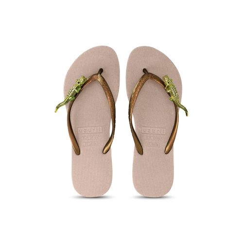 UZURII Slipper & Pantoletten - Zehentrenner Green Crocodile Switch - Gr. 37_38 - in Beige - für Damen Image