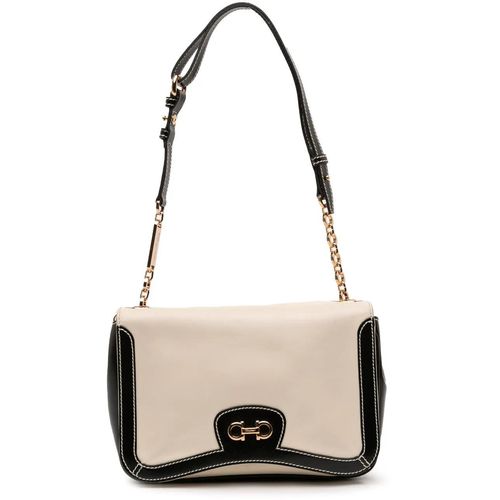 Salvatore Ferragamo Hobo Bags - Leather Double Gancini Shoulder Bag - Gr. unisize - in Weiß - für Damen Image