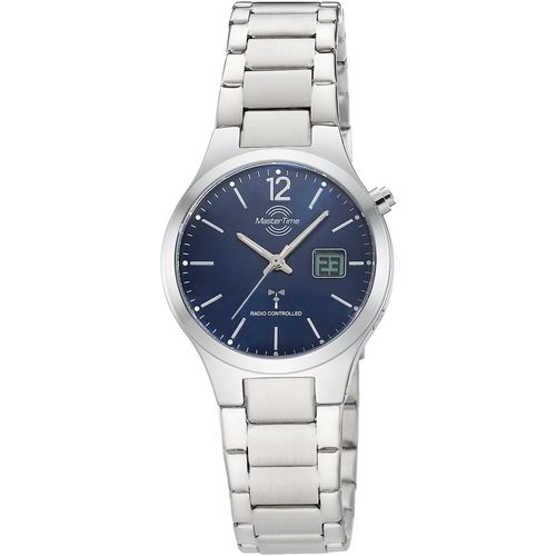 Funkuhr MASTER TIME, silber (silberfarben, dunkelblau), Armbanduhren, Damen, Quarzuhr, Armbanduhr, Damenuhr, Edelstahlarmband, analog, digital