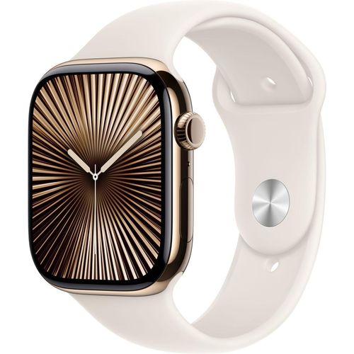 Apple Watch Series 10 GPS + Cellular 46mm Titânio Dourado c/ Bracelete Desportiva Luz das Estrelas M/L