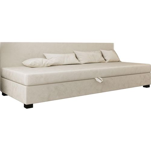 AURA SOFA Boxspringbett TILIA BIZ 110x195 Komplett-Set mit Bonell Matratze, Polsterbett mit Bettkästen - Hellbeige, MONOLITH 02 Image