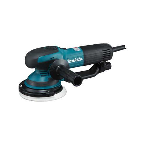 Makita BO6050J Exzenter-/Rotationsschleifer 150 mm | für Holz, Metall und Kunststoffe | mit Drehzahlregelung und Staubbeutel | mit Koffer |)