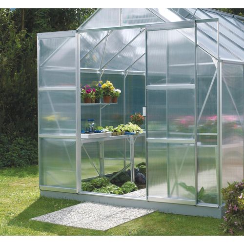 Schiebetür VITAVIA, transparent (türerweiterung mer o. glas, alu), B:60cm, Aluminium, Türen, Für alle Merkur-Gewächshäuser mit Hohlkammer-Verglasung