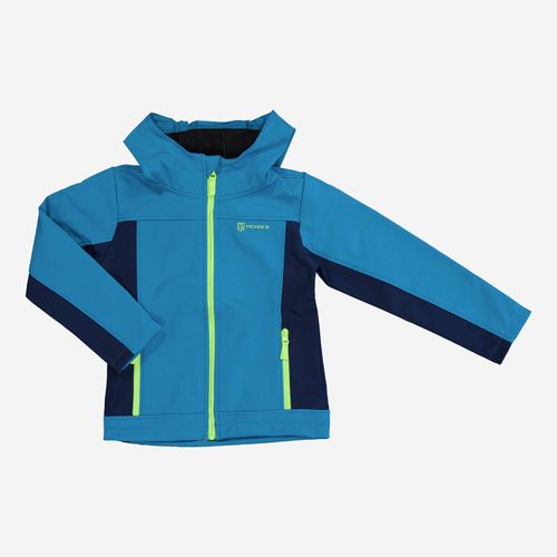 Blaue Softshelljacke mit Kapuze