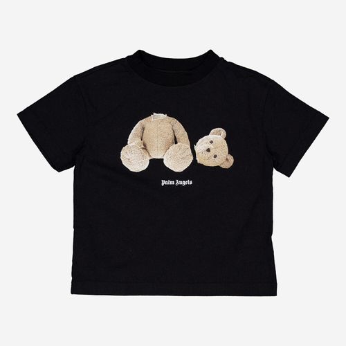 Schwarzes T-Shirt mit Teddybär-Aufdruck