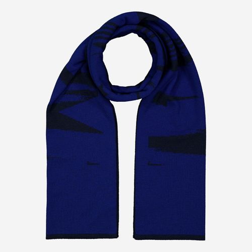 Blau-schwarzer Schal aus Wollmischung