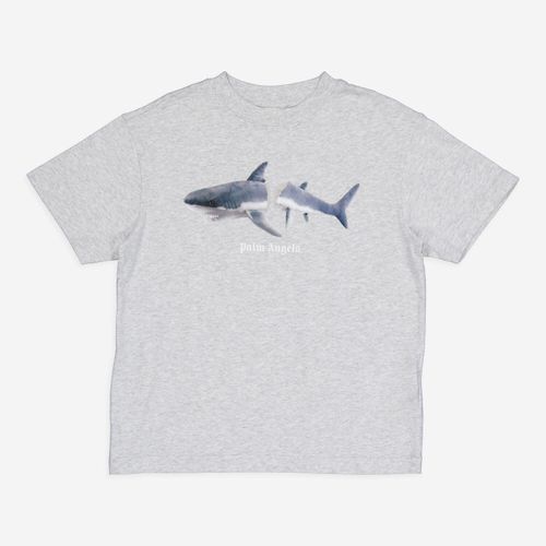 Graues T-Shirt mit Logo und Haifischmotiv