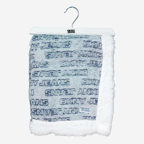 Weiß-blaue Decke aus Sherpa 83x80cm