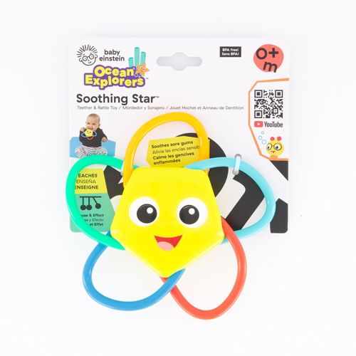 Mehrfarbiger Soothing Star Beißring und Rassel 13cm