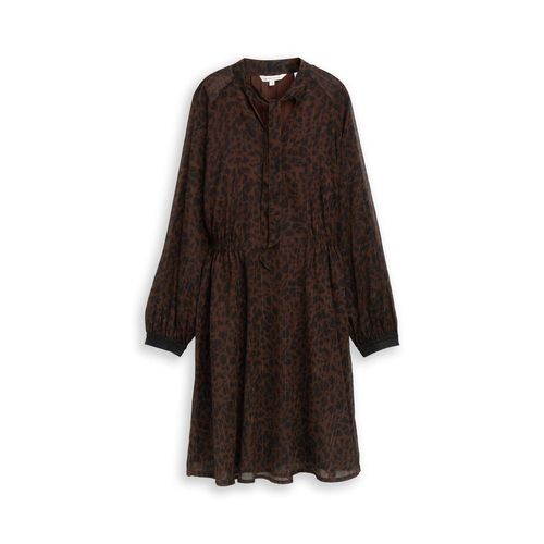TOM TAILOR Damen Chiffon-Kleid mit Leo-Print, braun, Animalprint, Gr. 46