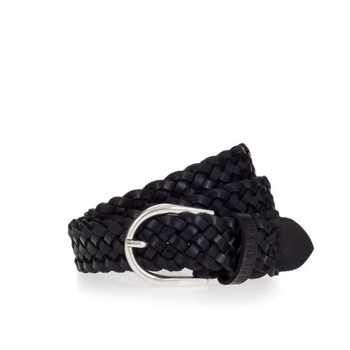 Flechtgürtel MUSTANG, Damen, Gr. 105, schwarz, Leder, unifarben, Gürtel, Mit Hingucker-Flechtoptik, 3 cm